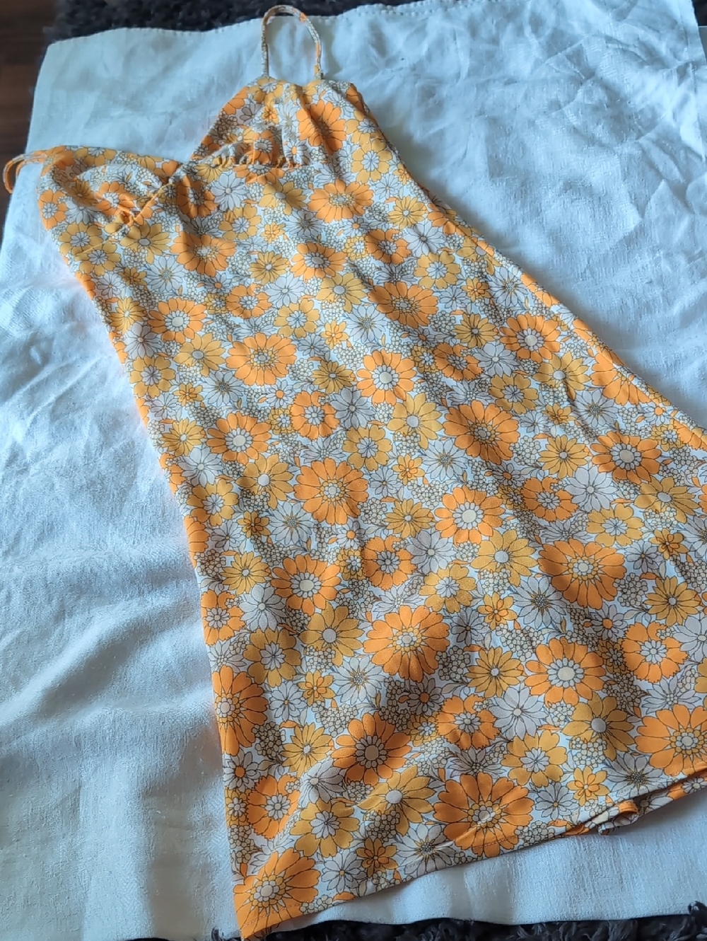 BeBop Orange and White Floral Slip Dress